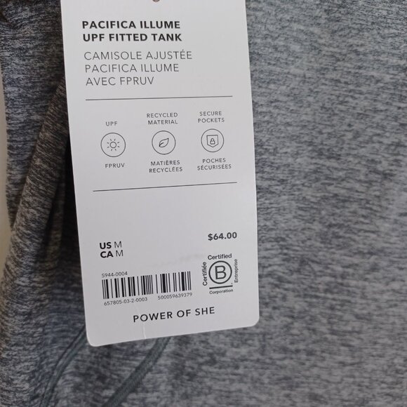 Athleta Tank Top Pacifica Illume UPF Gray Fitted 1/4 Zip Womens Medium NEW - Picture 5 of 13